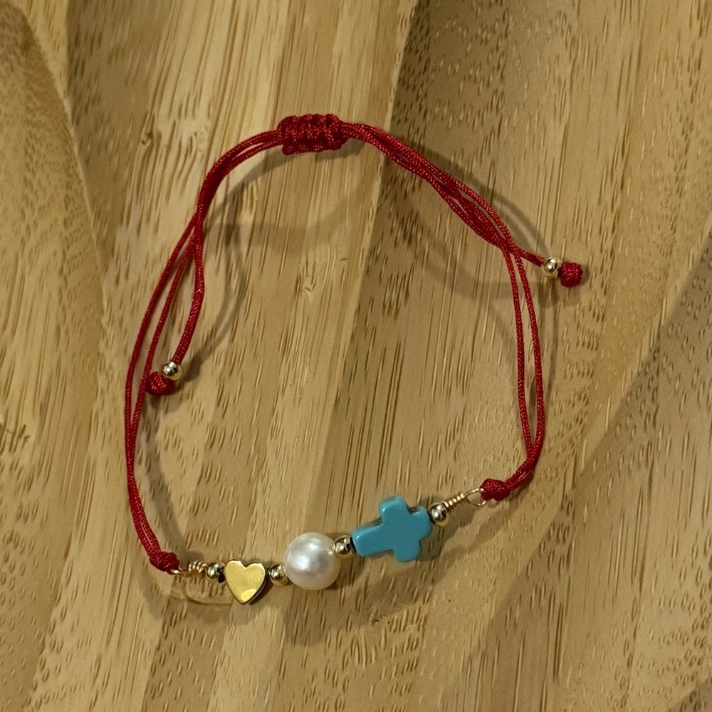 Turquoise cross adjustable bracelet